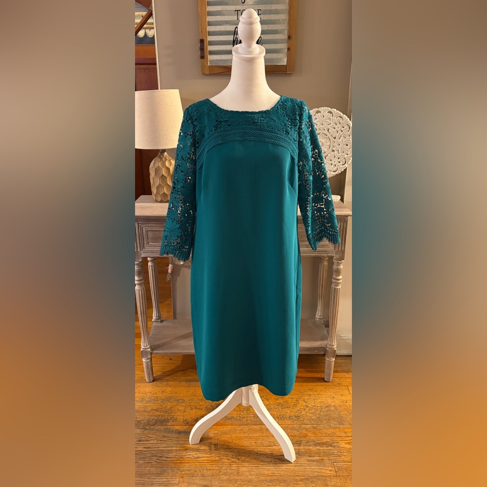 RSVP by Talbots Lace Sleeve Sheath Dress - Picture 2 of 12